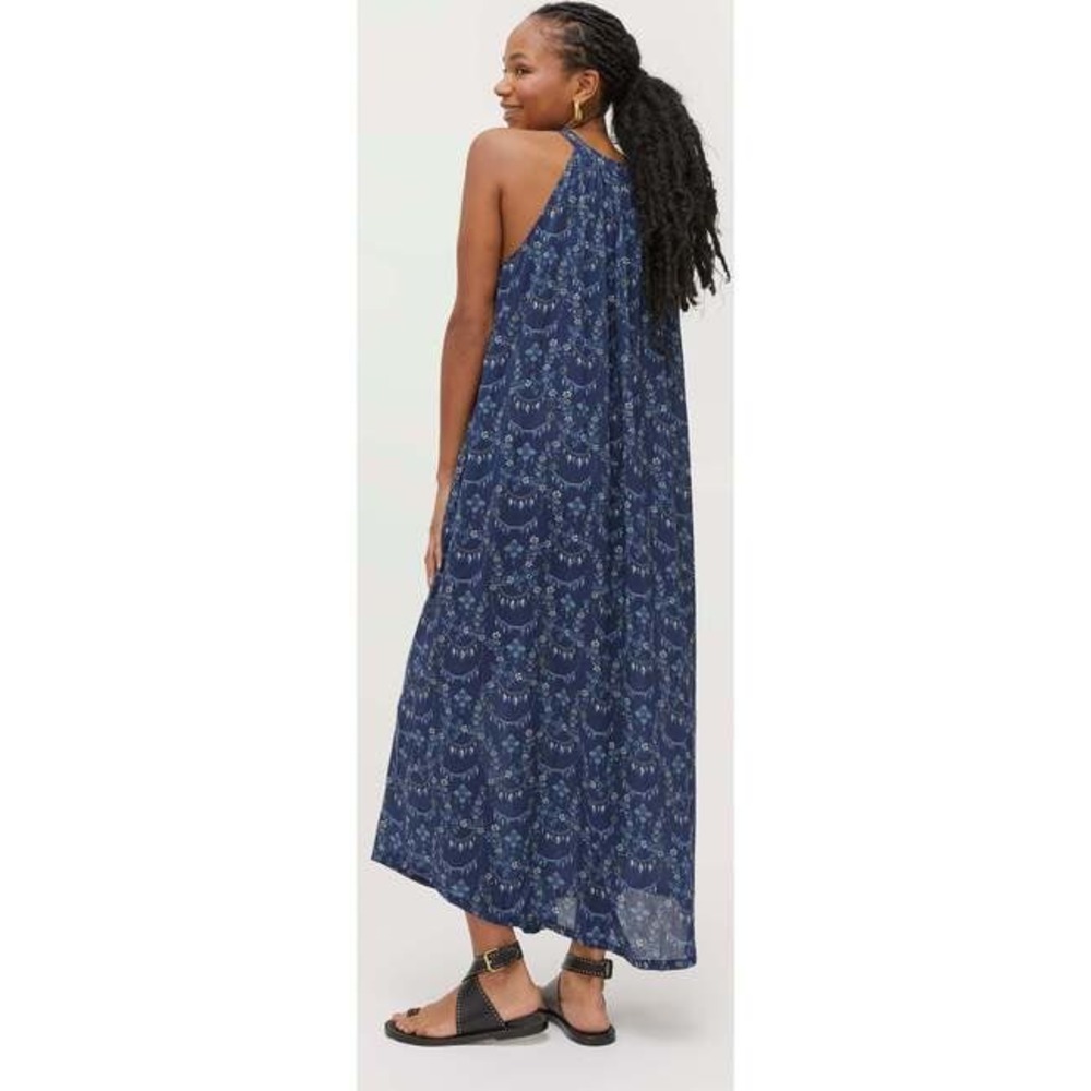 Hill House Giselle Dress in Charm Scallop Halter Navy Blue Floral Boho size XS - Picture 4 of 5